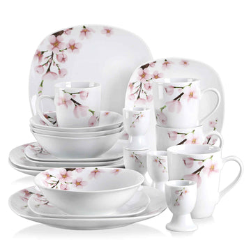 MALACASA Annie 20-Piece Porcelain Dinnerware Set with Decal Design, Service for 4