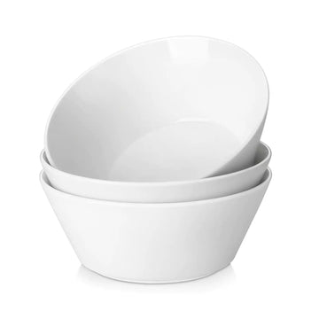 MALACASA soup bowls, ivory white, 35 oz, set of 3, three bowls on a white background