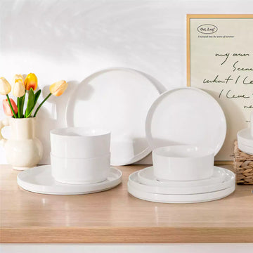 LEAH series 12 piece porcelain dinnerware set for 4#color_ivory-white