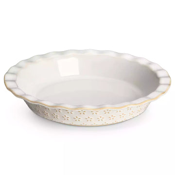 Lydia Fluted Pie Pan With Elegant Ridged Edges Ideal For Baking Perfectly Shaped Pies And Tarts - Delicate Daisy#pattern_delicate-daisy