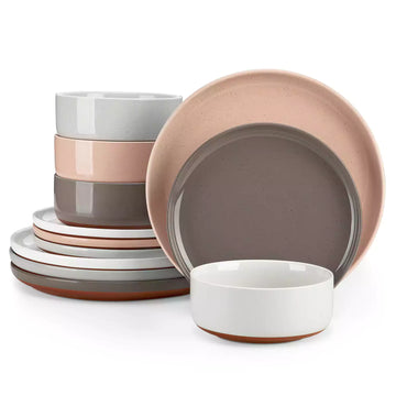MALACASA Tara 24 Piece Dinnerware Set – A Perfect Blend Of Rustic Charm And Modern Design, Featuring Refined Lipped Edges, That Showcases Artisanal Craftsmanship - Multicolor#color_multicolor