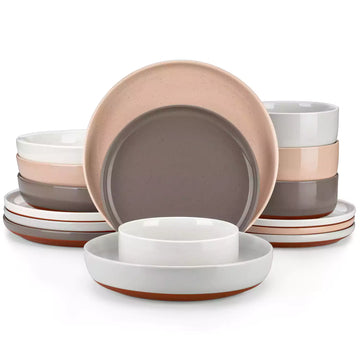 MALACASA Elegant Tara 16 Piece Stoneware Dinnerware Set, Combining Style And Functionality. Durable And Easy To Clean, Perfect For Everyday Meals Or Special Occasions - Multicolor#color_multicolor