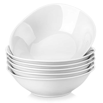 Elisa Cereal Bowls Set of 6 in white porcelain, featuring a stacked design with a smooth, glossy finish.