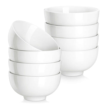 MALACASA salad bowls, ivory white, 12 oz, set of 8, eight bowls on a white background