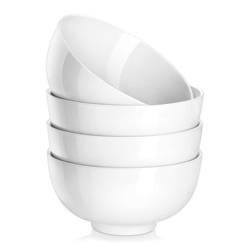 MALACASA soup bowls, ivory white, 26 oz, set of 4, four bowls on a white background