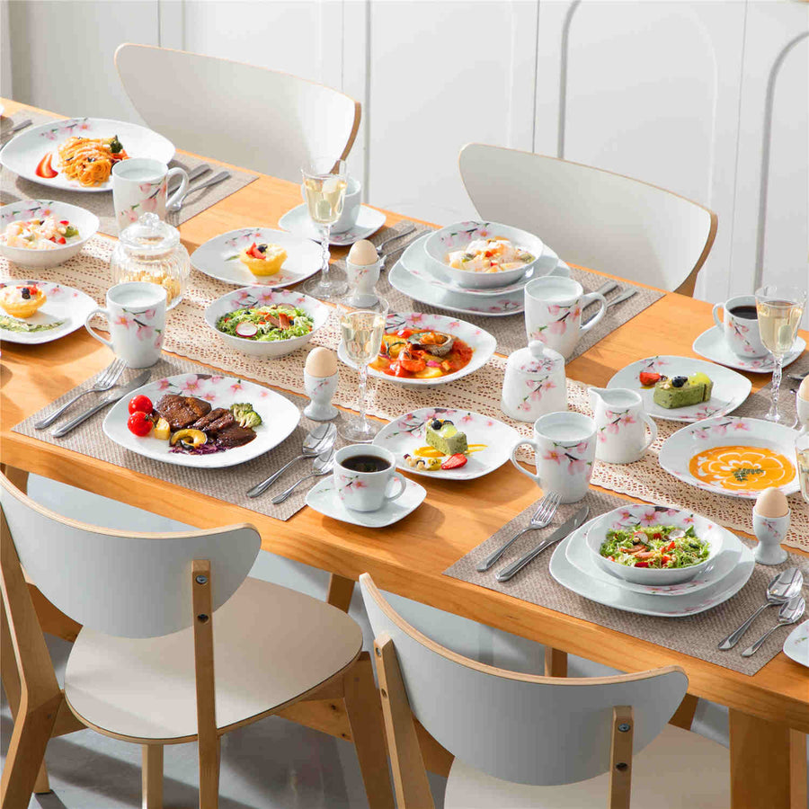 MALACASA Annie 50 Piece Porcelain Dinnerware Set