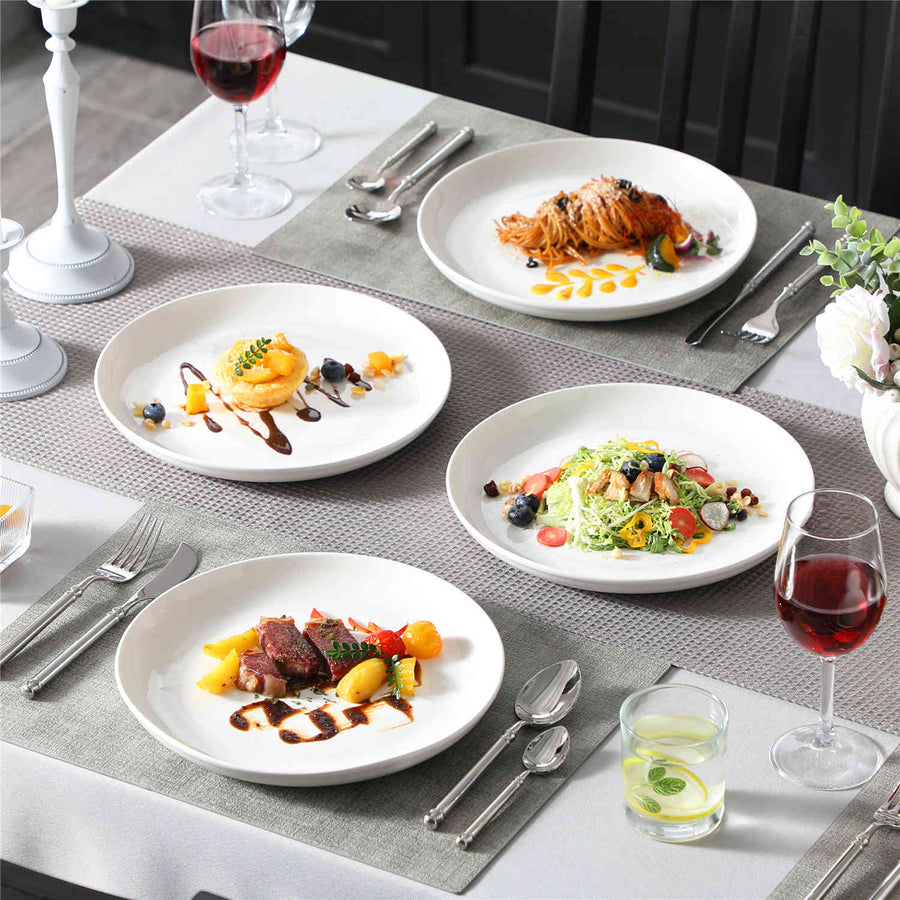 Presenting Beef Stew in Elegant Porcelain Dinnerware as an Autumn Delight