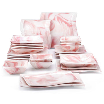 Flora Marble Pink 26 Piece Dinnerware Set